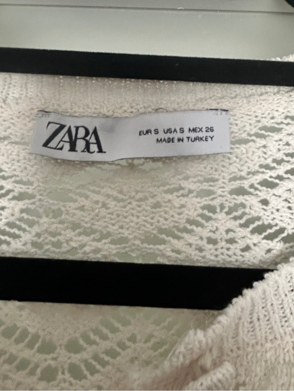 Zara cream crochet lace knit cropped cardigan sweater small - Picture 4 of 7